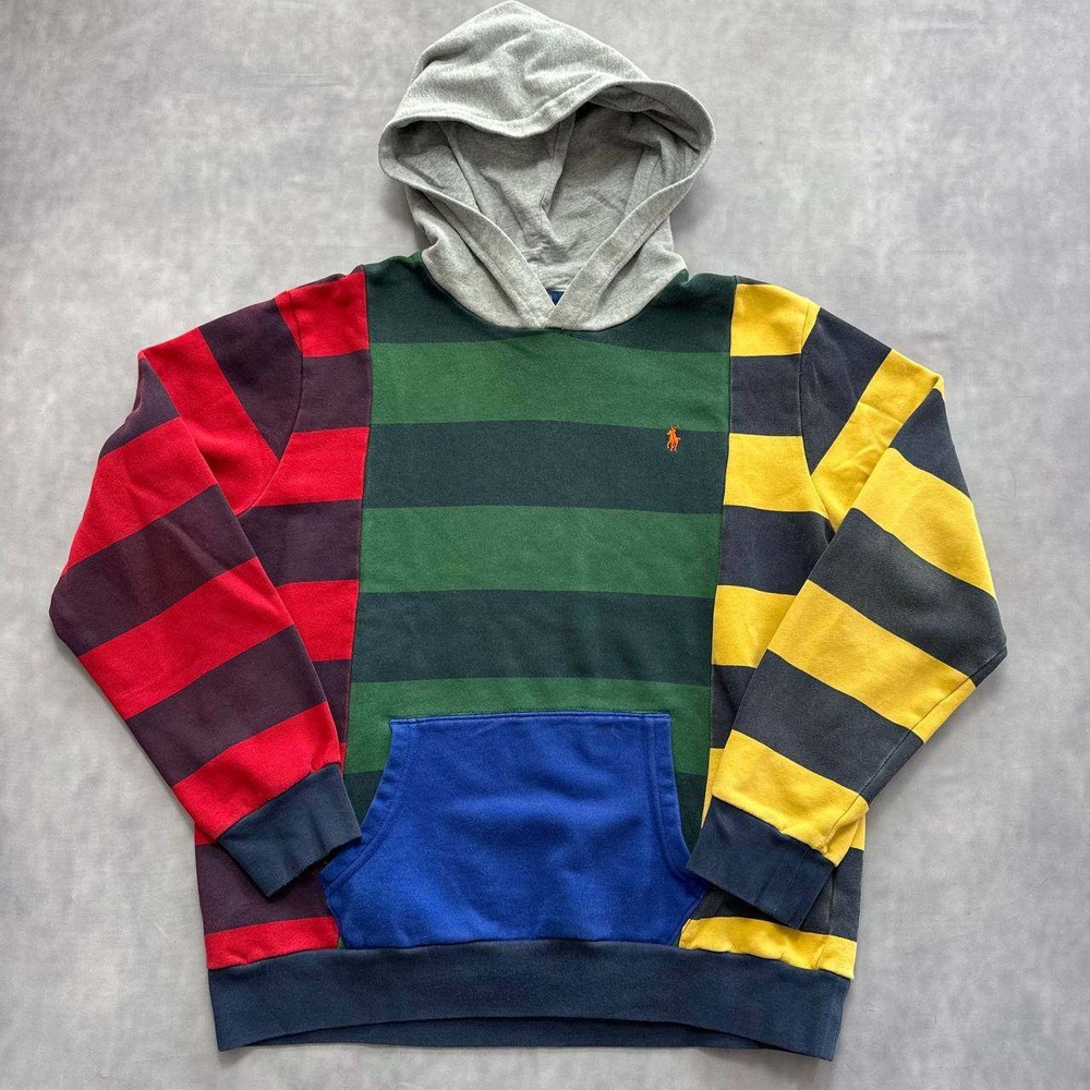 Polo Ralph Lauren Hoodie Kids XL 18-20 Colorblock Striped Multi Color Vintage